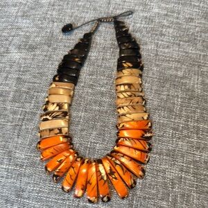 Vintage Black and Orange Statement Necklace